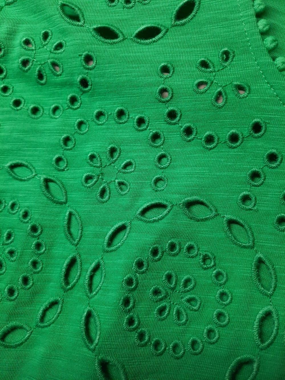 Boden Bright Green Eyelet-Trim Short Sleeve Tee Size 10 NWOT - Picture 3 of 5